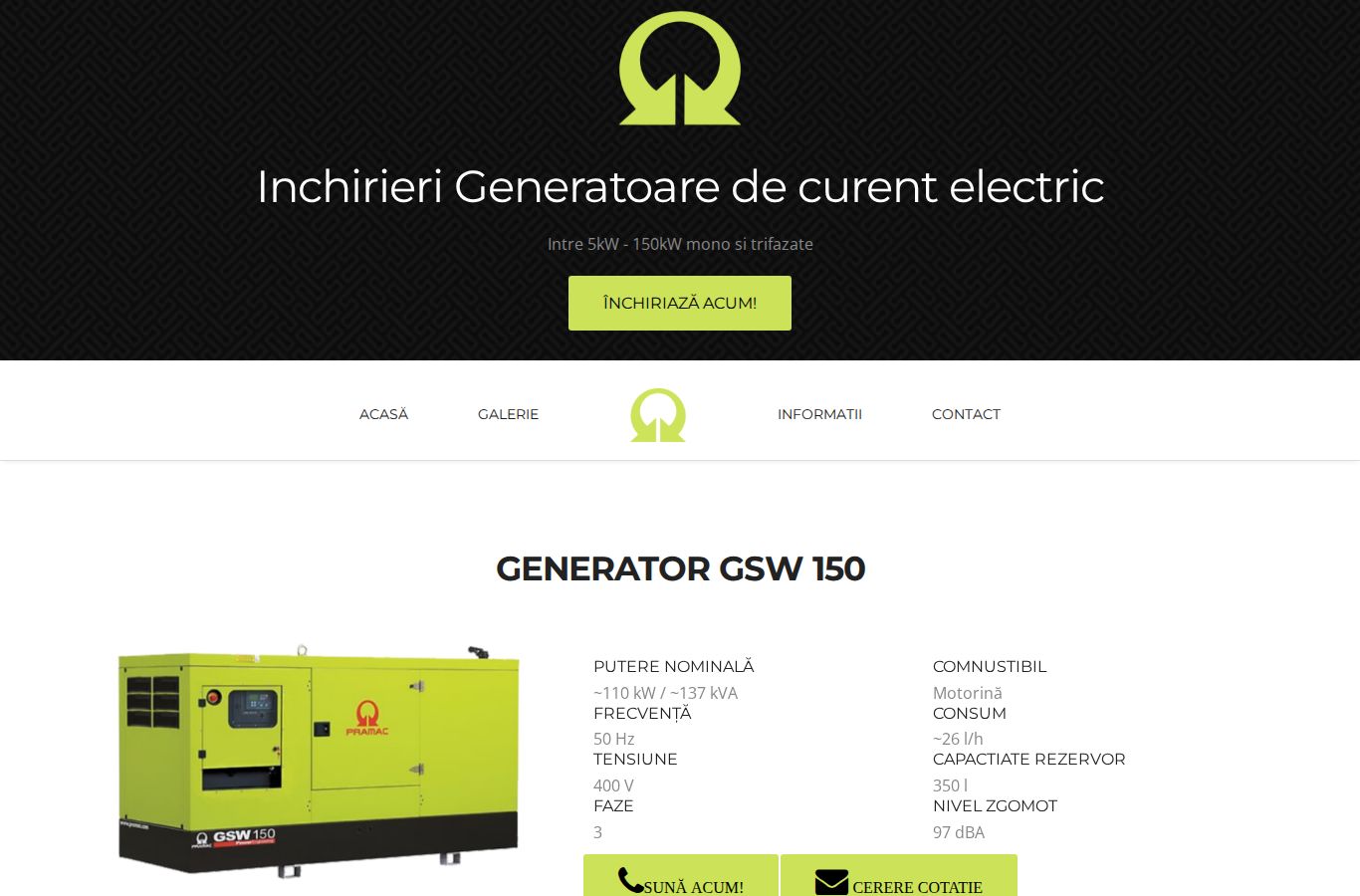 Inchirieri Generatoare